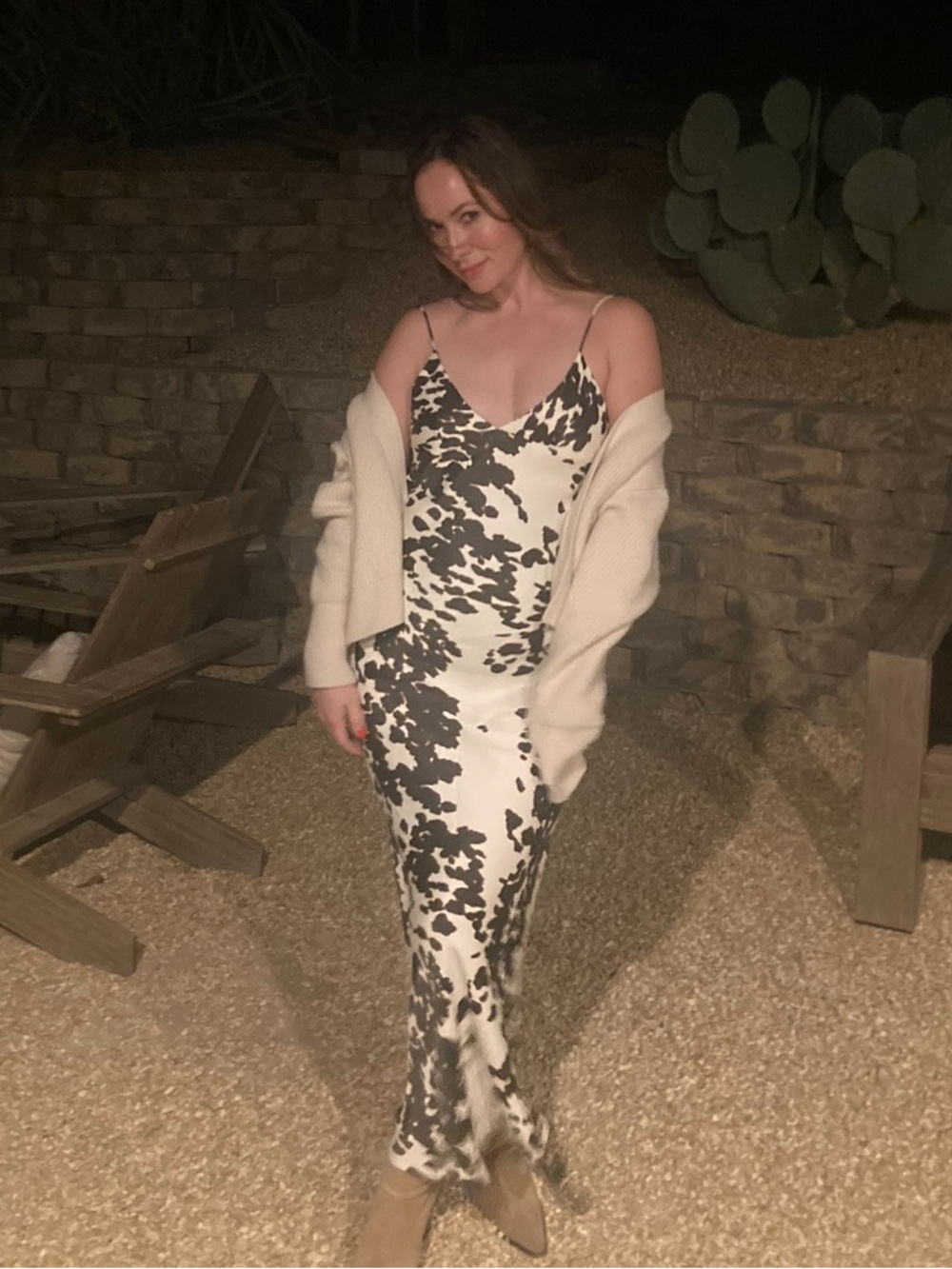 Zara Black and White Spotted Maxi Slip Dress - Picture 5 of 6